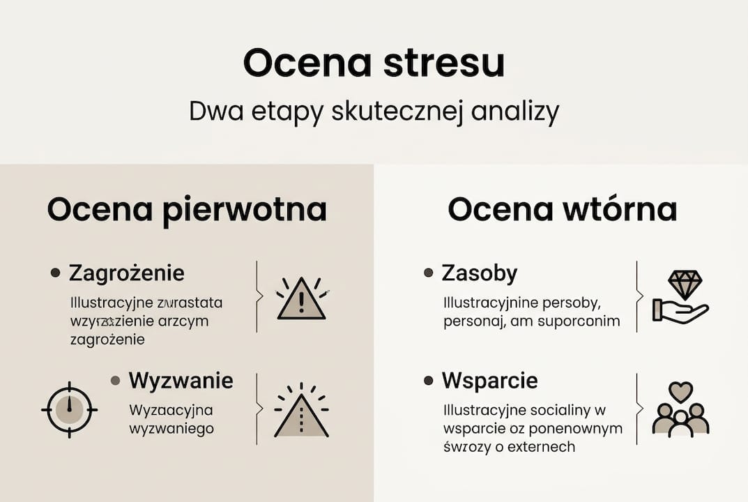 Infografika: jak ocenić poziom stresu – dwa kluczowe kroki i ważne zasoby
