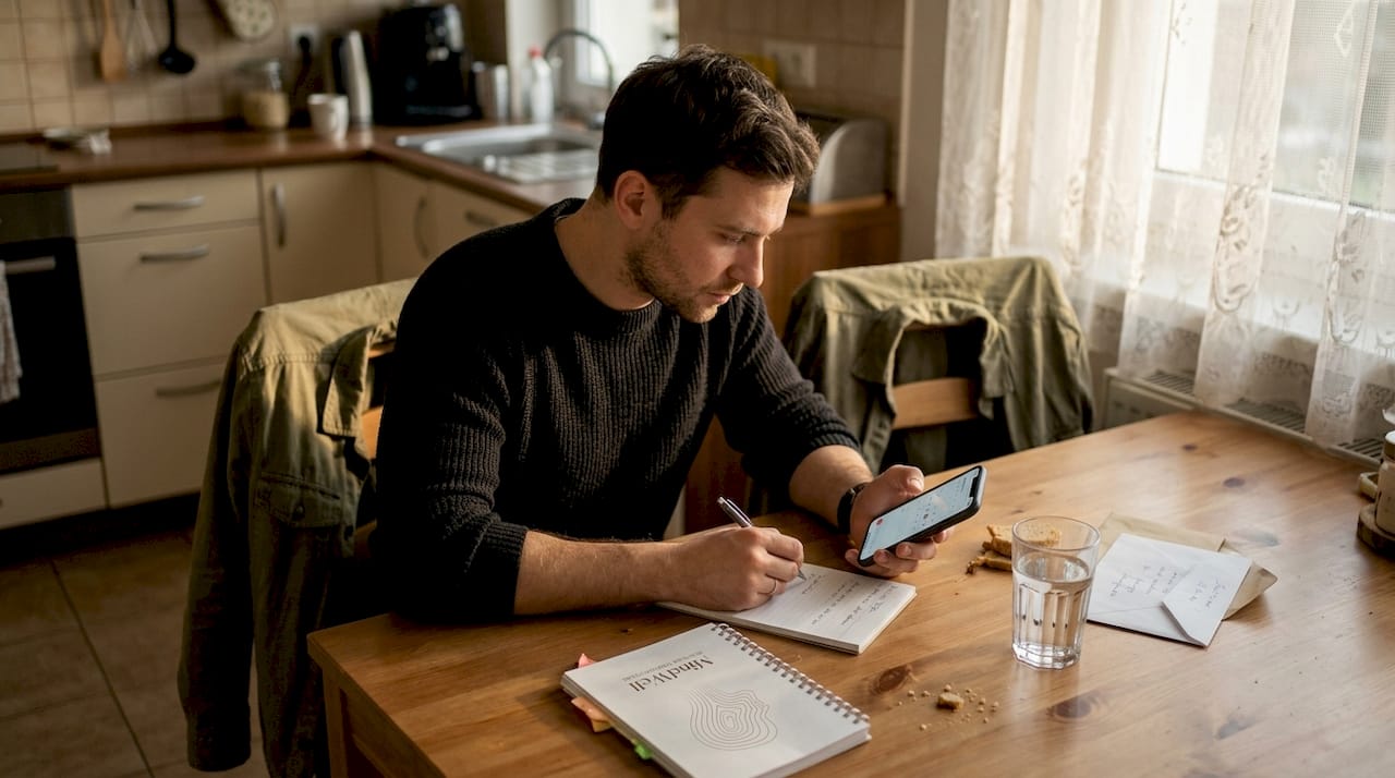 Mężczyzna szykuje się na spotkanie z psychologiem.