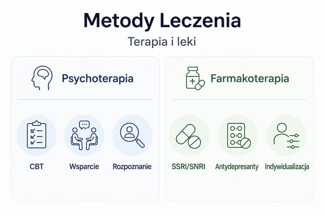 Infografika pokazująca skuteczne sposoby radzenia sobie z zaburzeniami lękowymi