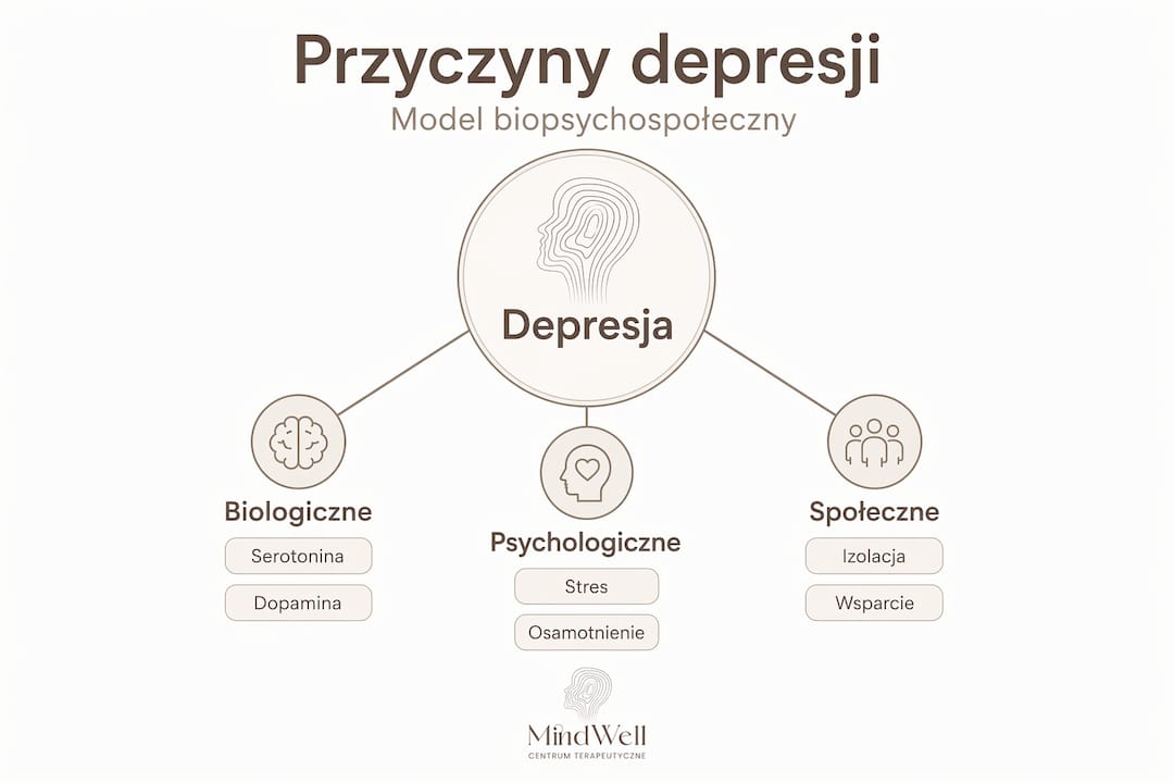 Infografika: najczęstsze przyczyny depresji – jak to wygląda w praktyce