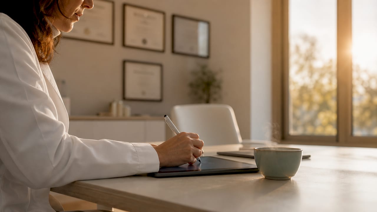 Psychiatra wystawia e-receptę na tablecie