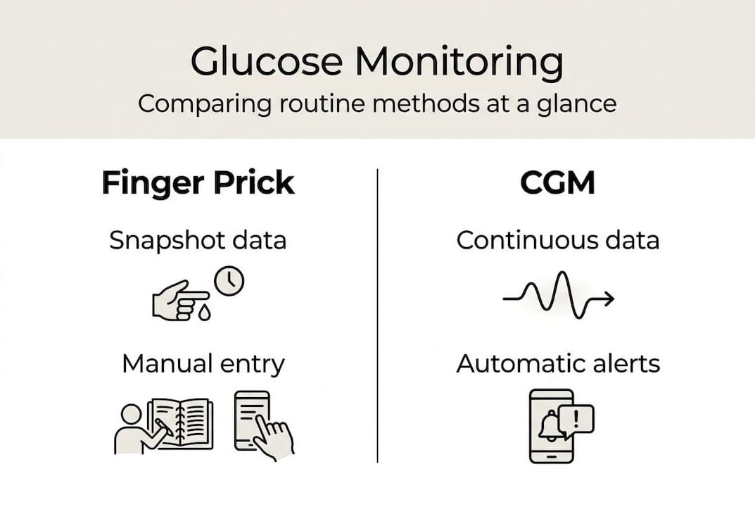 Infographic comparing glucose monitoring methods