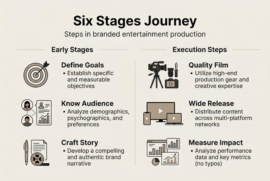 Infographic showing six branded content stages