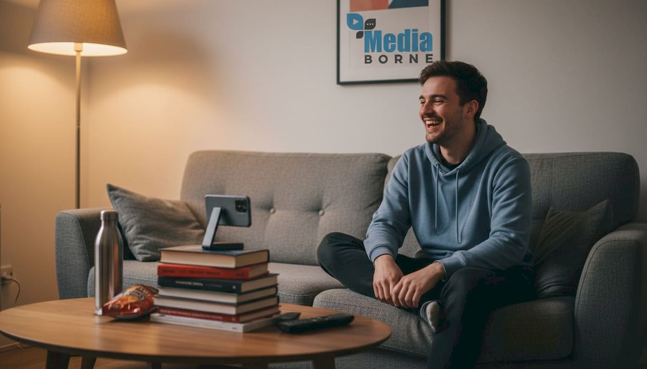 Man records candid video on living room sofa