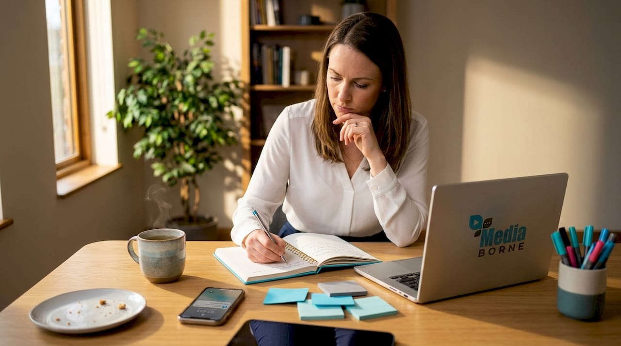 Founder brainstorming platform solutions at home