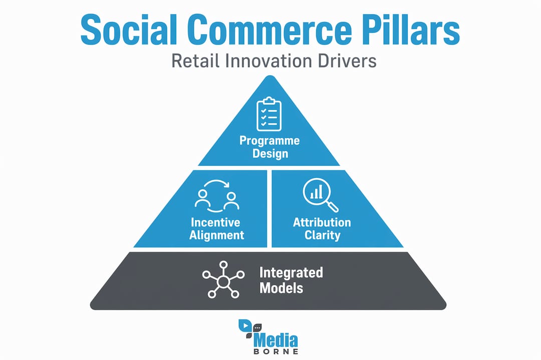 Infographic social commerce strategy core pillars