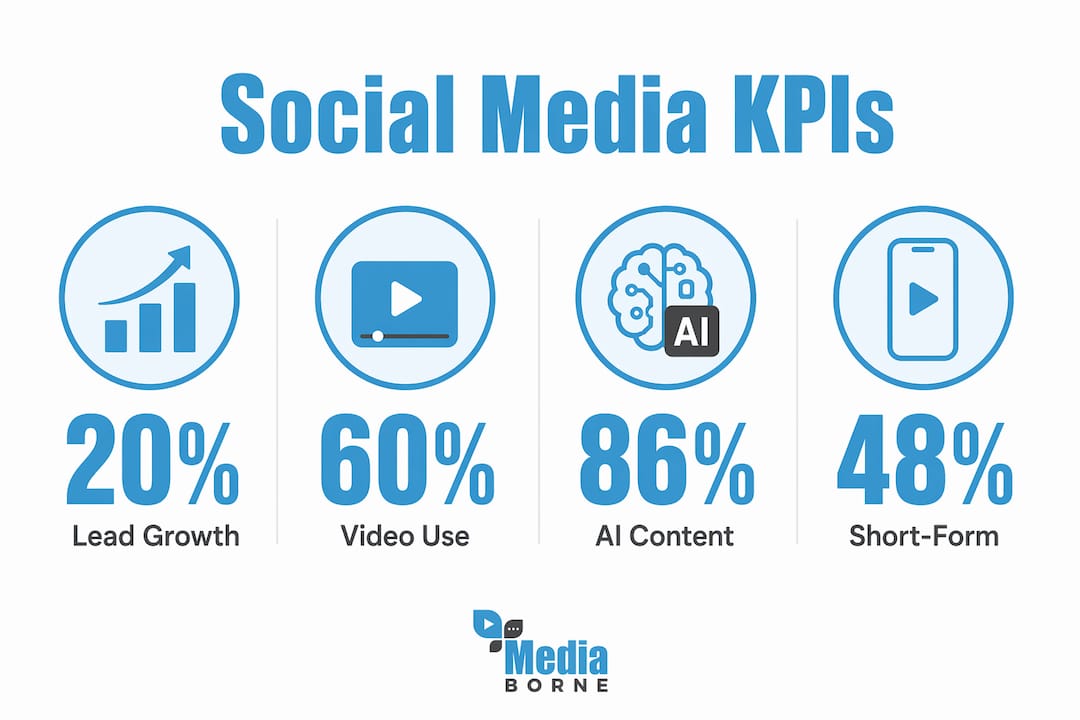 Infographic showing key social media KPIs and statistics