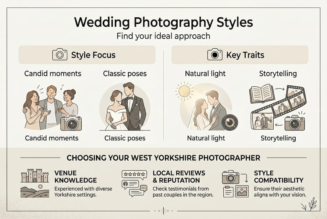 Infographic comparing wedding photography styles