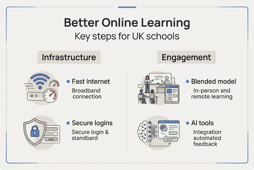 Infographic showing key steps for improving online learning