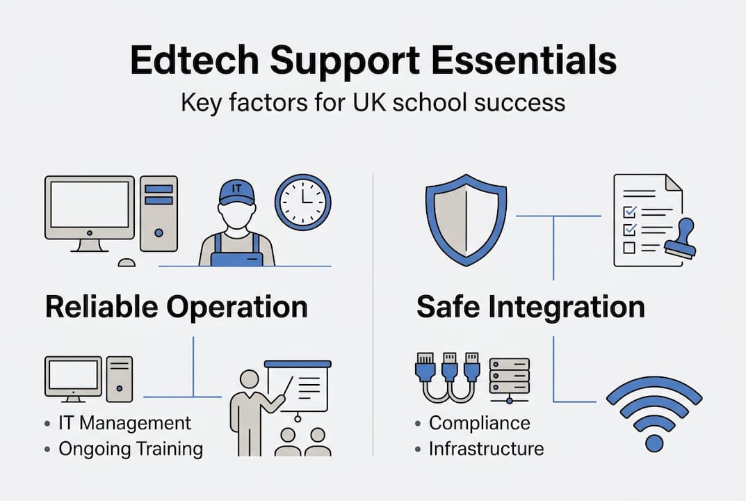 Infographic of edtech support factors for UK schools