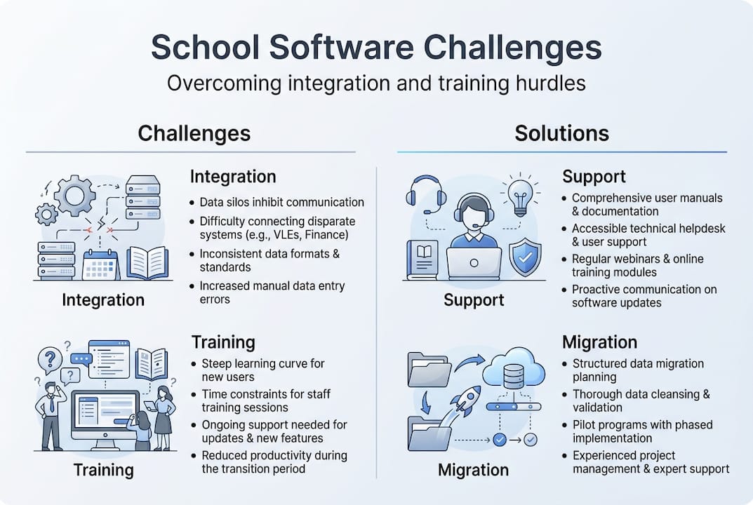 Infographic on school software challenges and solutions
