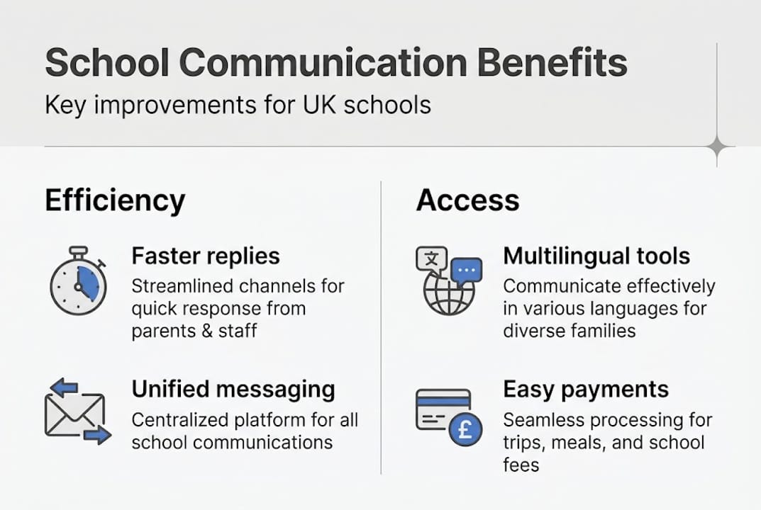 Infographic with key school communication benefits