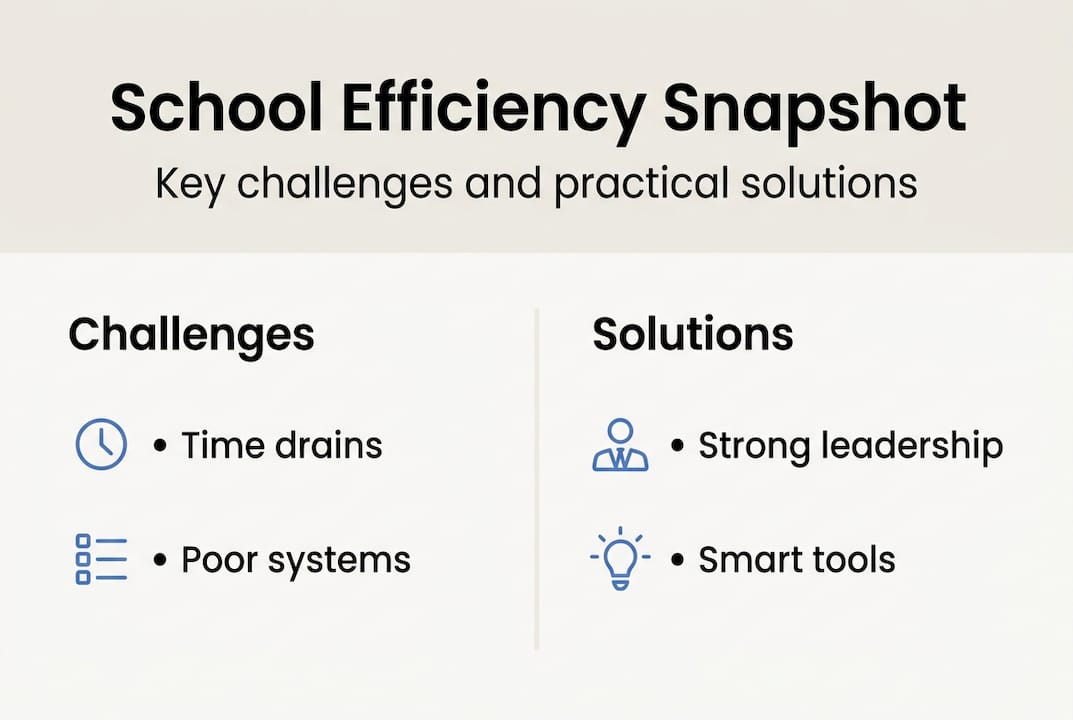 Infographic showing school efficiency challenges and solutions