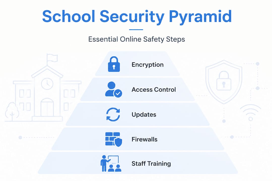 Infographic pyramid of core school security measures