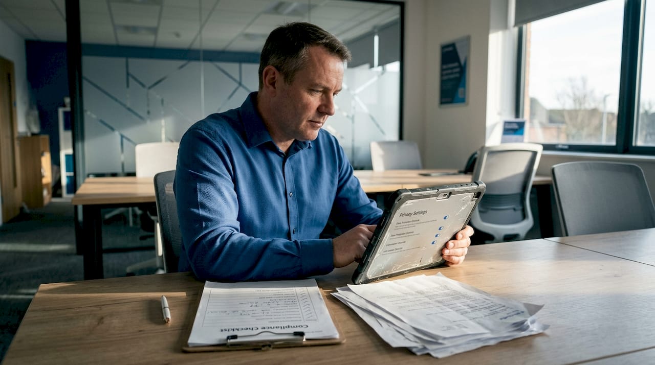 IT manager checking school privacy settings