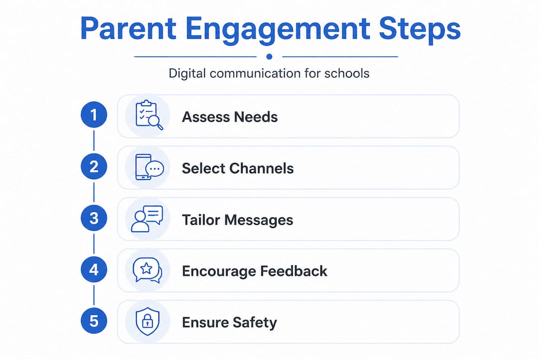 Infographic showing key steps of parent engagement