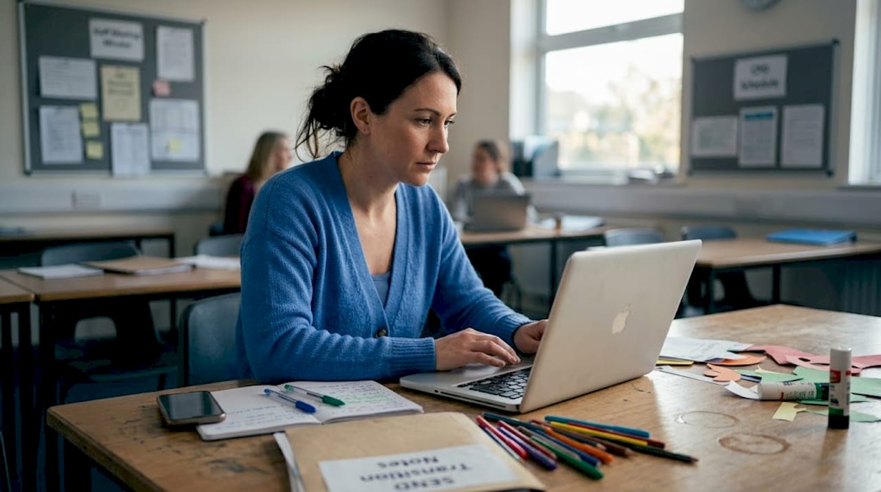 Nursery teacher uploads pupil transition data online