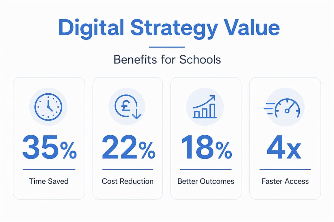 Infographic showing four key digital strategy benefits