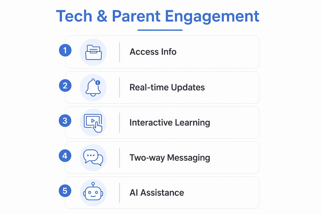 Infographic illustrating technology steps for parental involvement