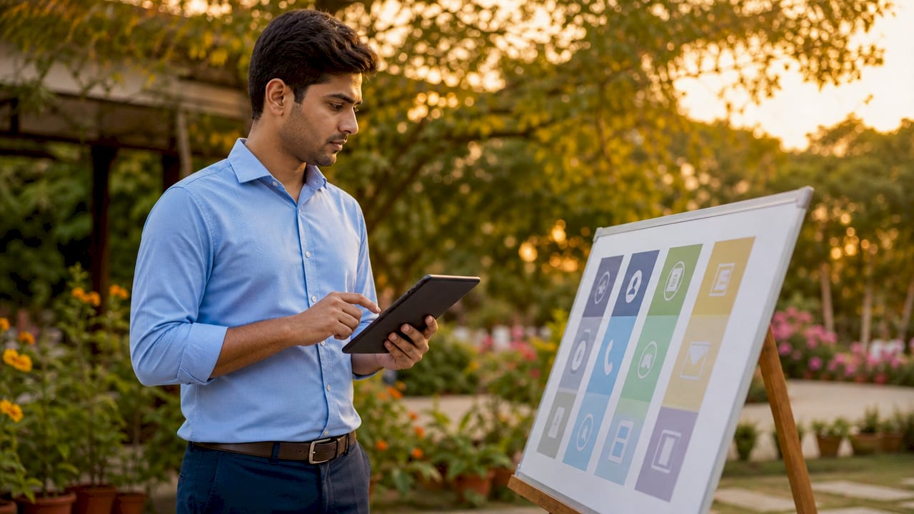 Teacher choosing school communication tools thoughtfully
