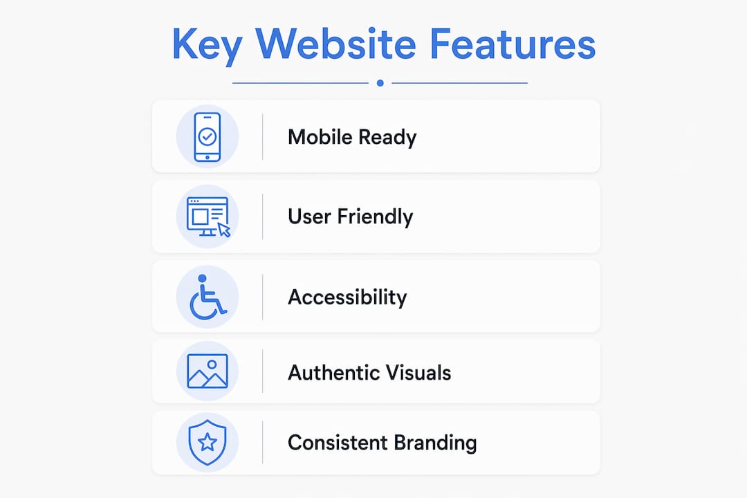 Infographic of key school website features