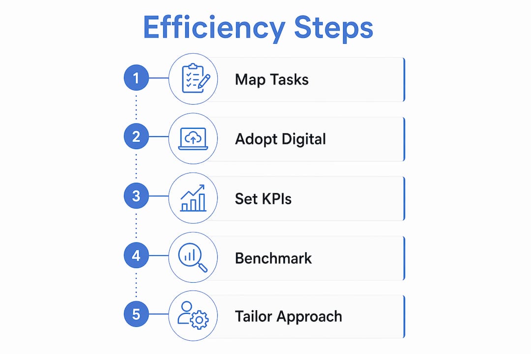 Infographic showing steps to improve school efficiency