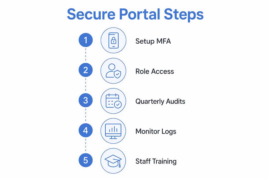 Infographic illustrating secure student portal steps
