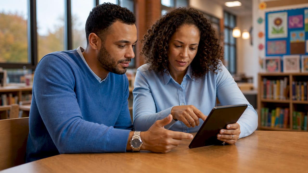 Hands with tablet demonstrating secure communication app collaboration