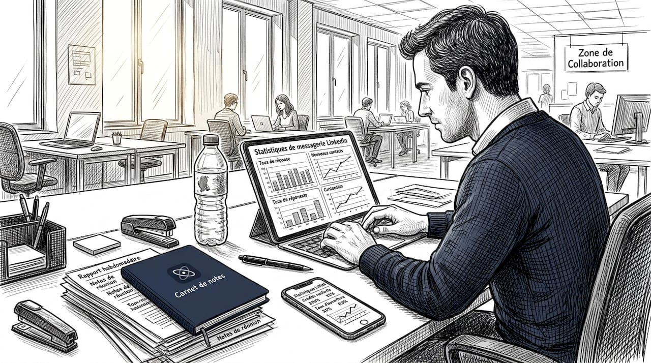 Professionnel en train de comparer différentes approches pour envoyer des messages sur LinkedIn