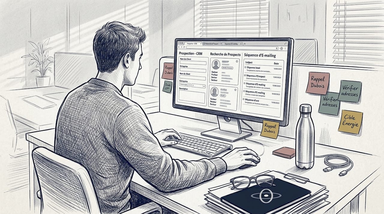 Un salarié qui se sert d’outils automatisés pour optimiser son travail au bureau.