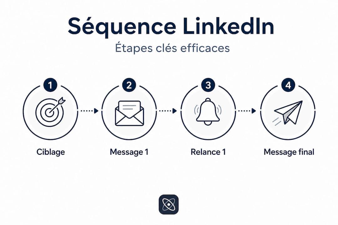 Visuel détaillant les différentes étapes d’une campagne sur LinkedIn
