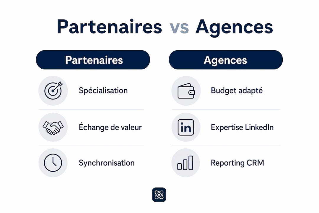 Infographie comparative : partenaires LinkedIn vs agences spécialisées