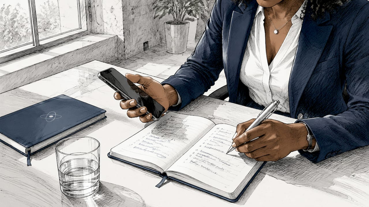 Prise de notes lors d’un rendez-vous B2B