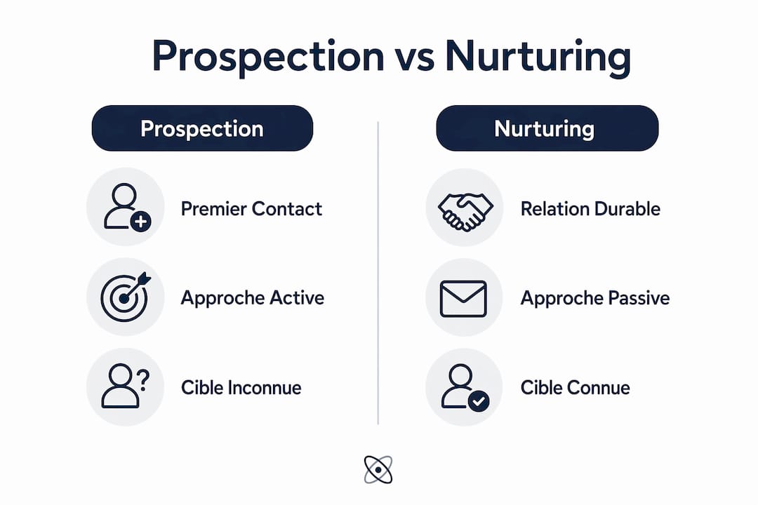 Infographie : prospection ou nurturing, quelles différences et complémentarités ?