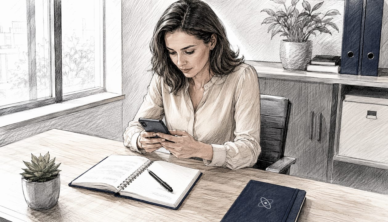 Une femme rédige une demande de recommandation sur LinkedIn