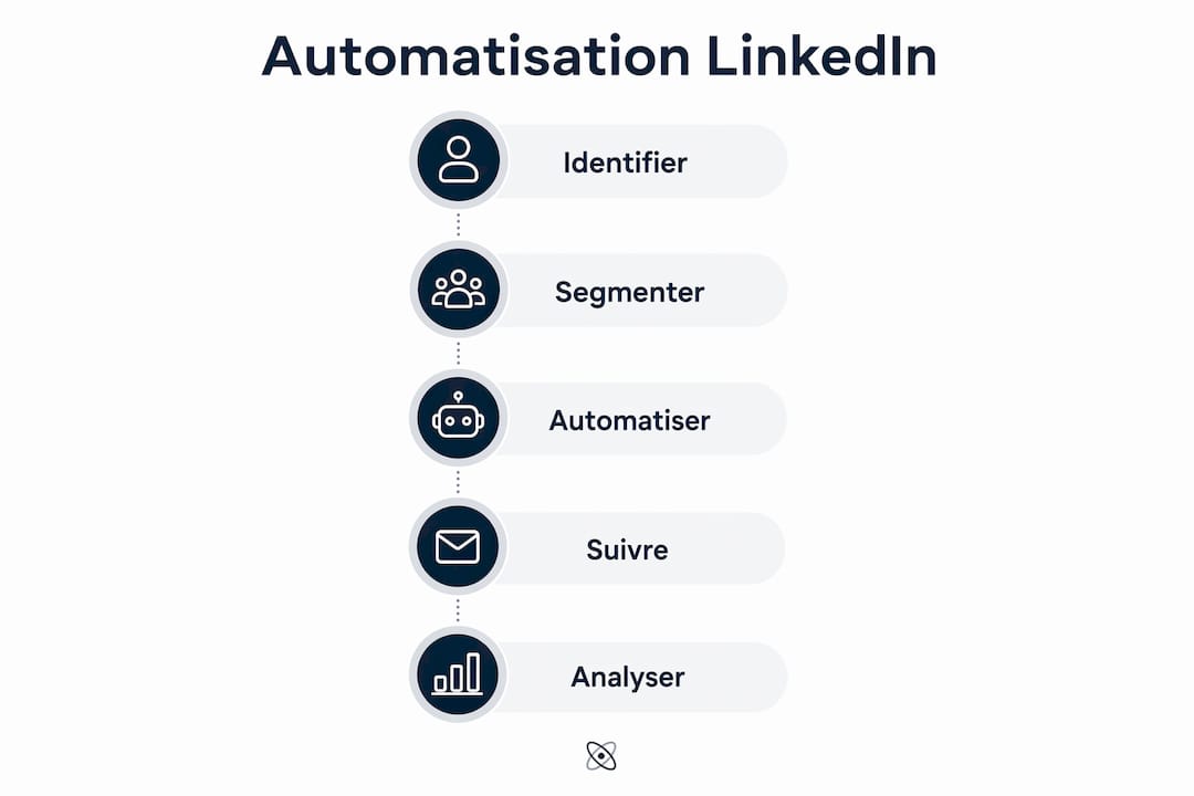 Schéma illustrant les grandes étapes pour automatiser efficacement sa prospection sur LinkedIn