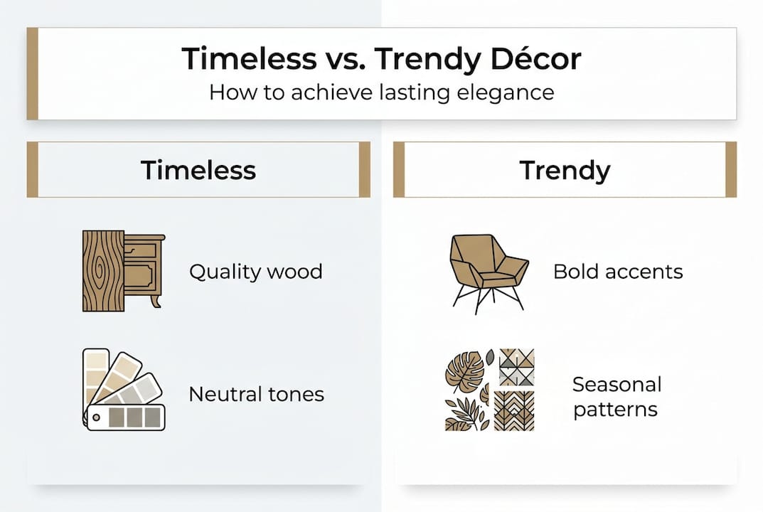 Infographic comparing timeless and trendy décor