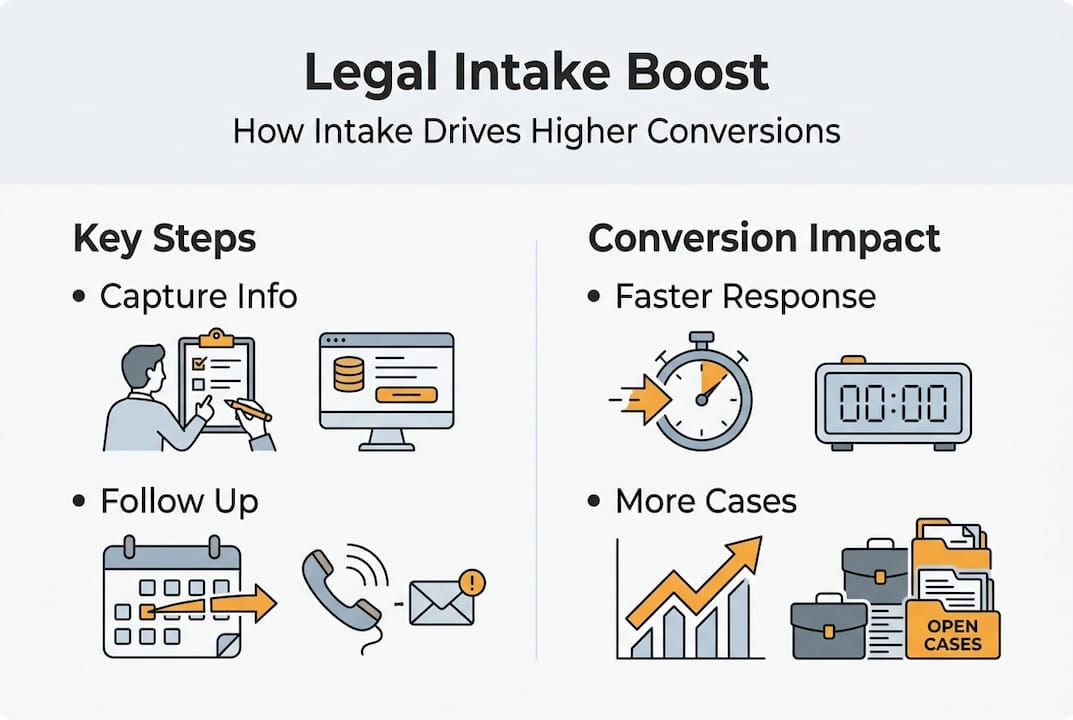 Infographic shows legal intake steps and conversion impact