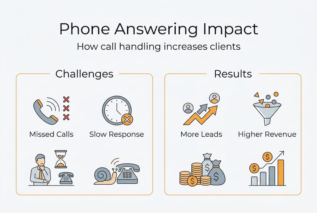 Infographic showing phone answering boosts clients
