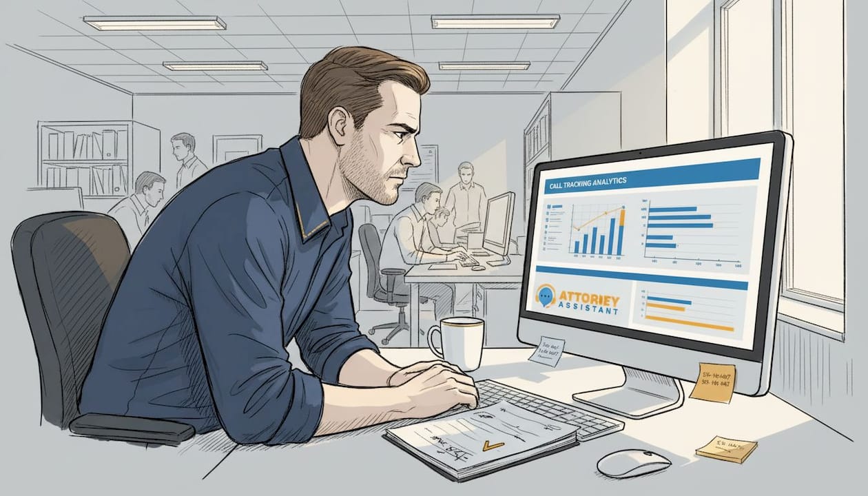 Paralegal reviews call tracking at shared table