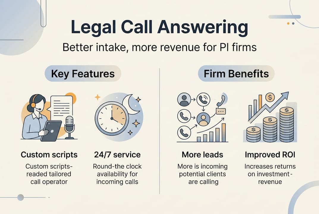 Infographic legal call answering benefits features