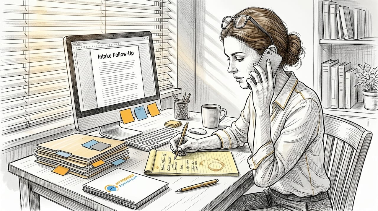 Attorney taking phone call and writing notes