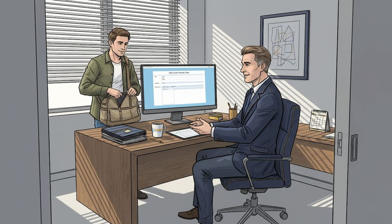 Lawyer welcoming new client to office