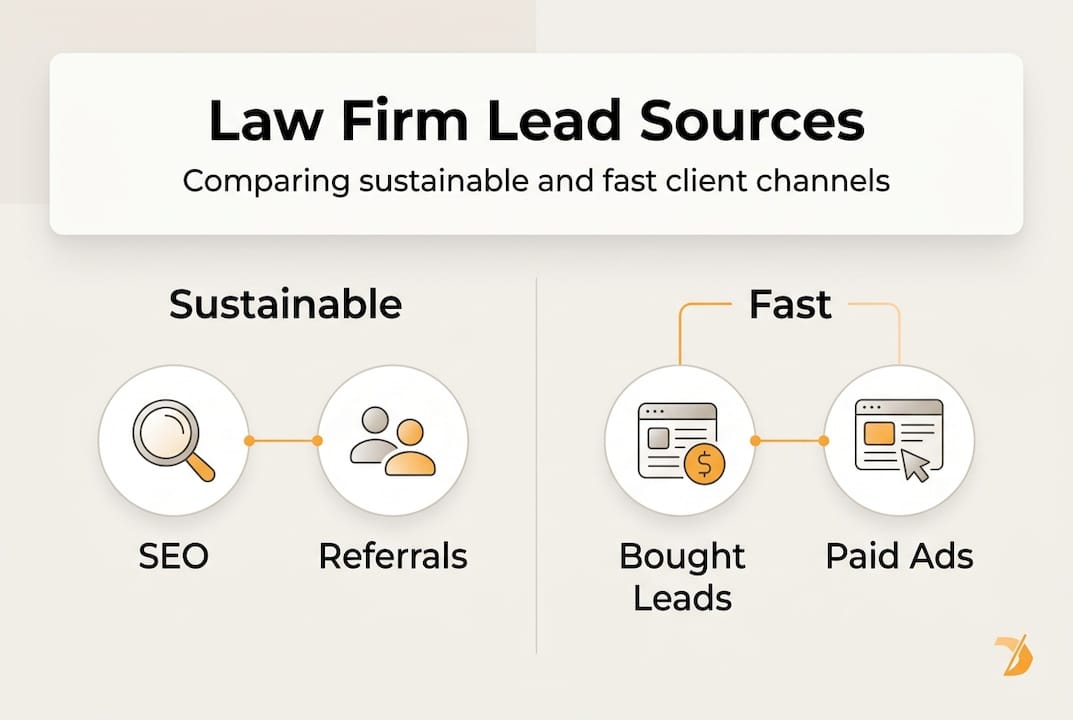 Infographic comparing law firm lead channels