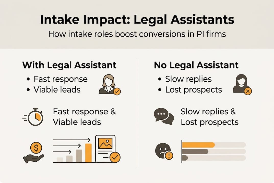 Infographic showing legal assistant impact on conversions
