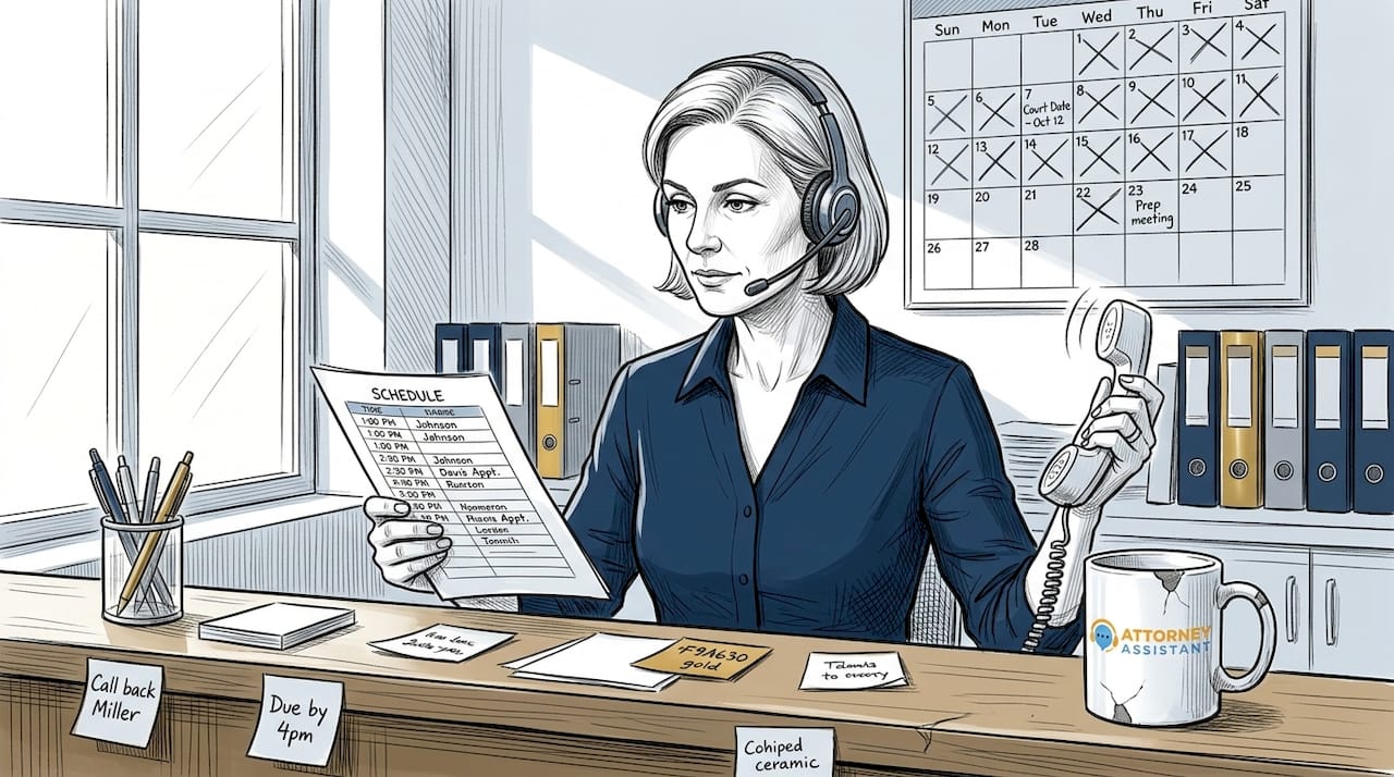 Receptionist multitasking with calls and schedules