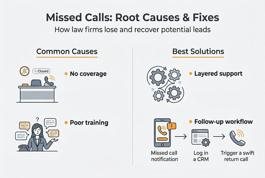 Infographic listing missed call causes and solutions