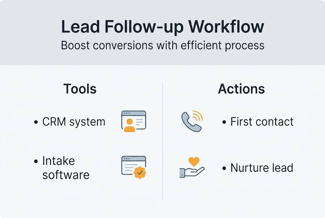 Infographic showing law firm follow-up workflow