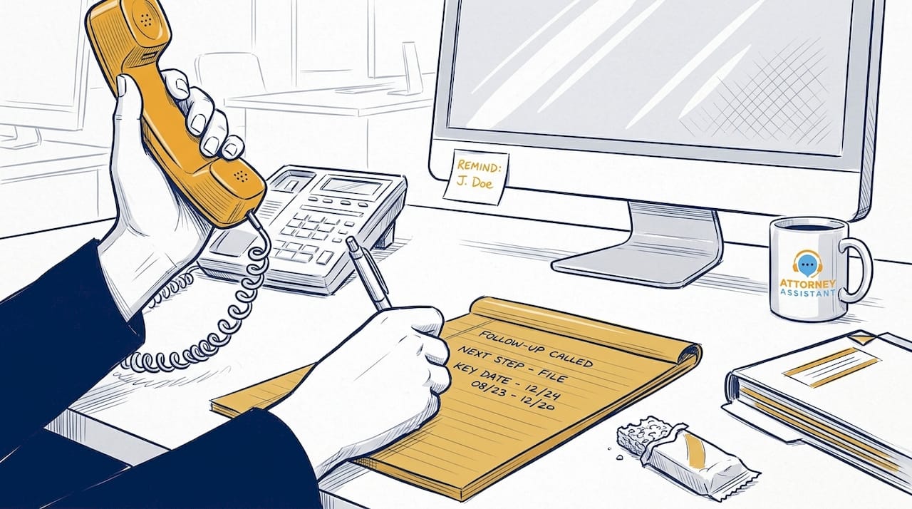 Paralegal making a client follow-up call