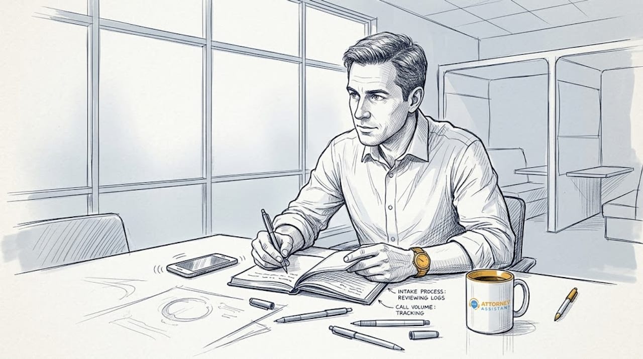 Attorney writing notes during client intake